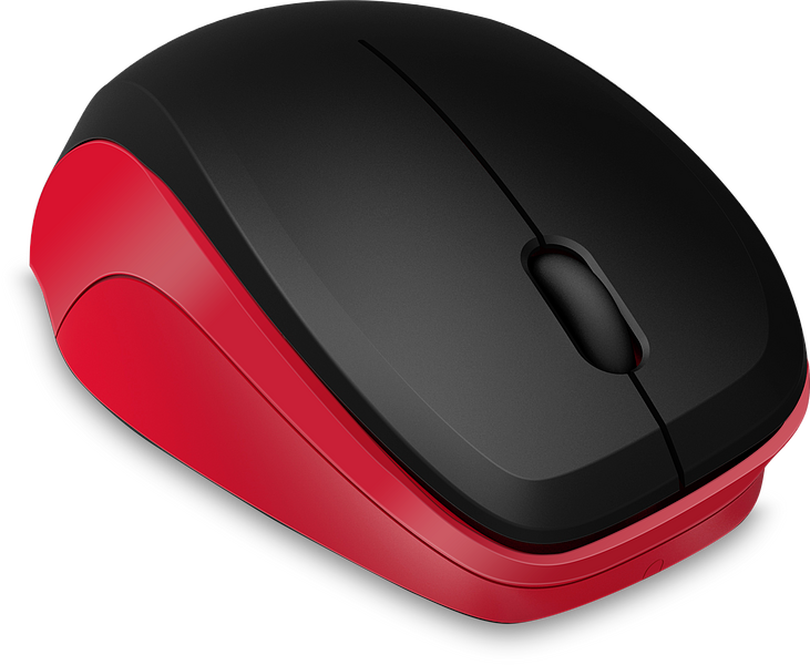 Kabellose Maus in Schwarz-Rot, ergonomisches Design, geeignet für Computer und Laptops