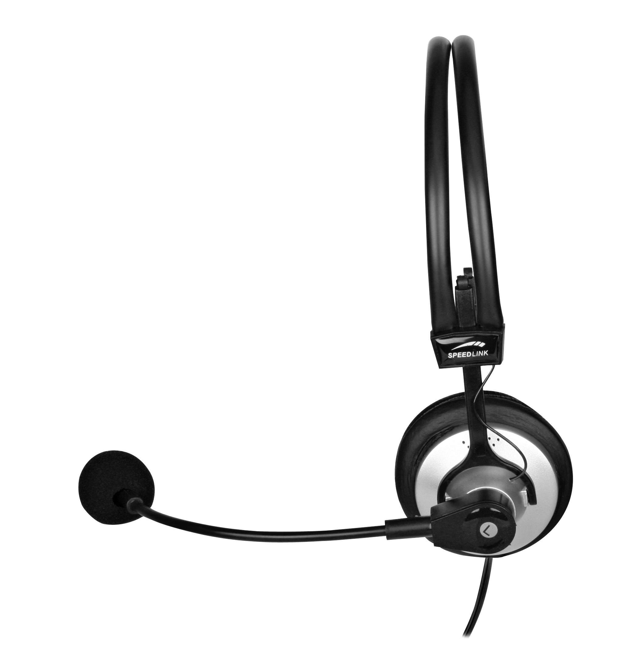 Einseitiges SPEEDLINK Headset mit verstellbarem Mikrofon, schwarz, ideal für PC-Anwendungen und Telefonate