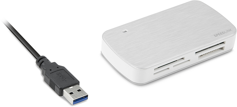 Externer SPEEDLINK Kartenleser mit USB 3.0 Anschluss, geeignet für verschiedene Speicherkartenformate