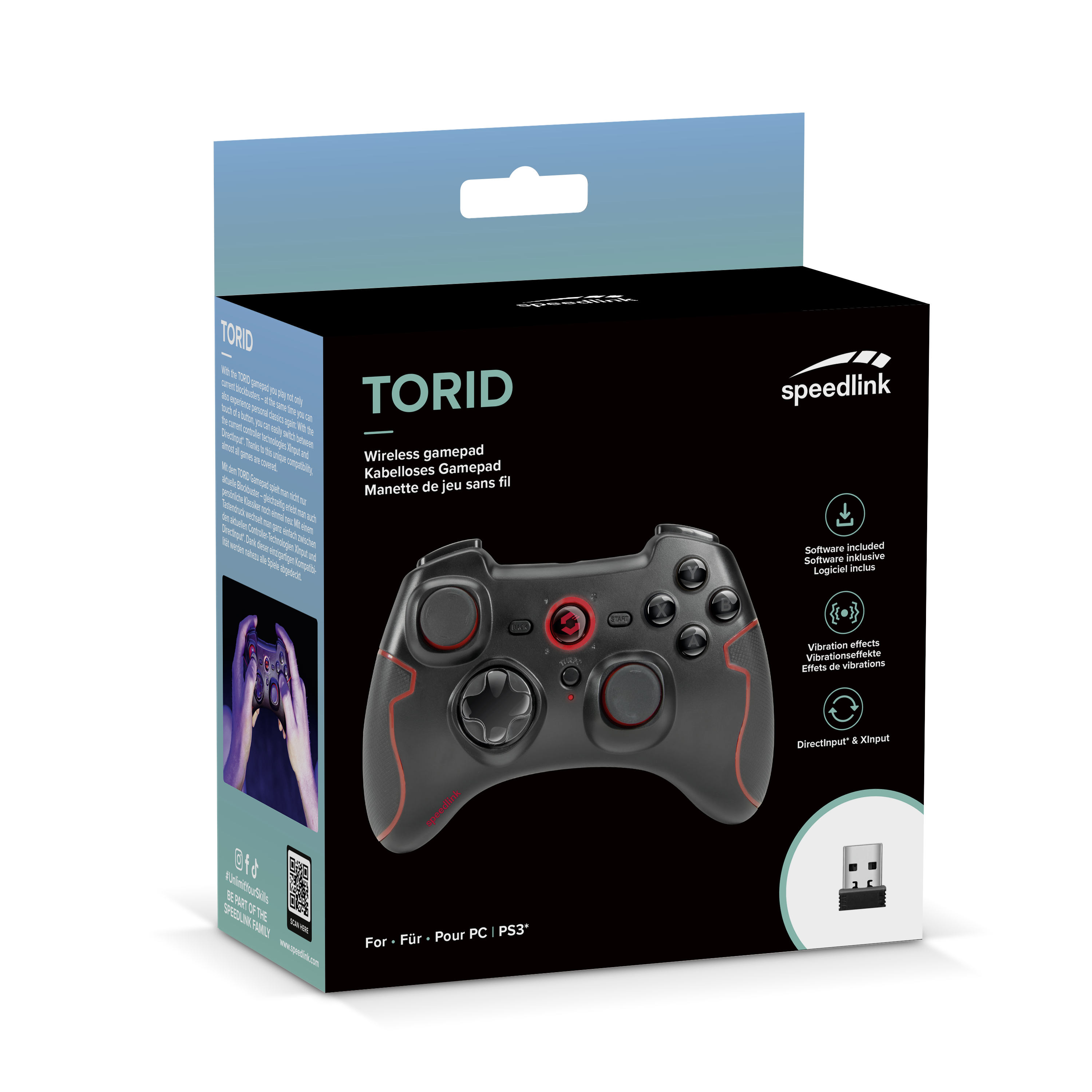 TORID Gamepad - Wireless - for PC/PS3, black | SL-6576-BK-02 TORID Gamepad - Wireless - for PC/PS3, black | SL-6576-BK-02