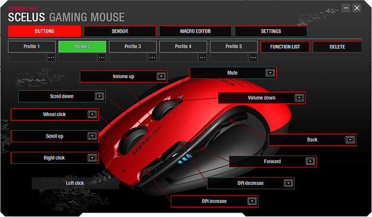 SCELUS Gaming Mouse, black-red