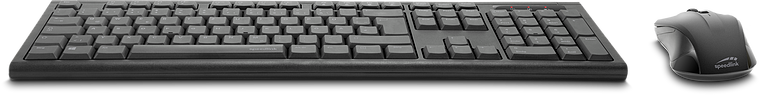 Abbildung eines kabellosen Tastatur- und Maus-Sets in schwarzer Farbe, ideal für Computerarbeitsplätze