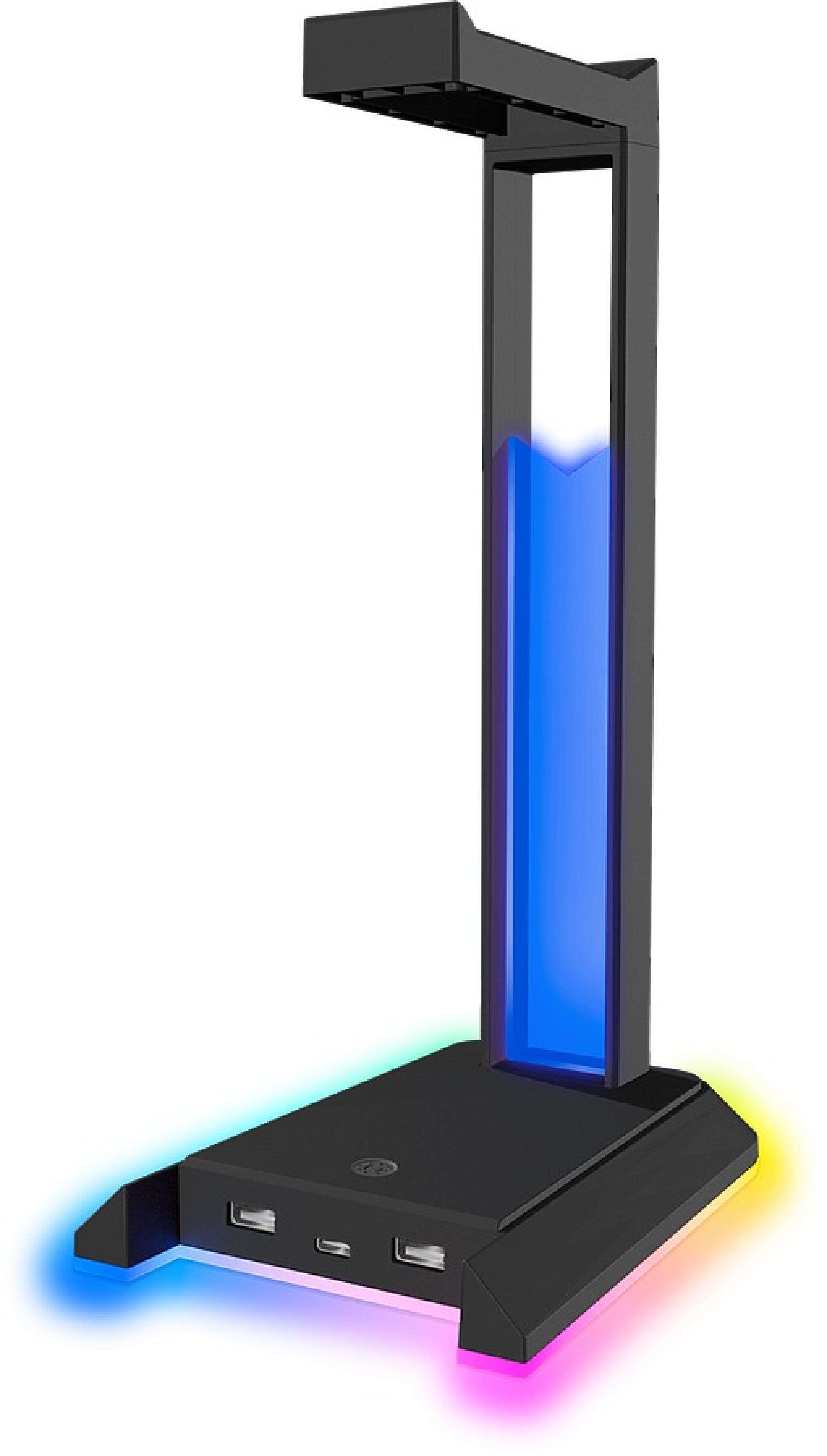 EXCELLO NX RGB Headset Stand, USB 2.0 Hub, black
