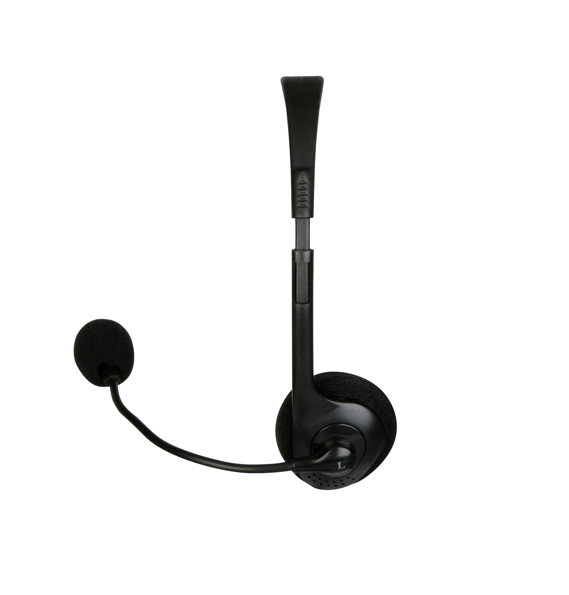 Einseitiges schwarzes Headset mit verstellbarem Mikrofon, geeignet für Büro und Homeoffice
