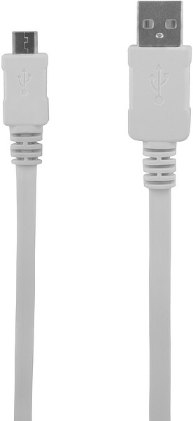 Weißes USB-Kabel mit USB-A- und Micro-USB-Stecker für Datenübertragung und Laden elektronischer Geräte
