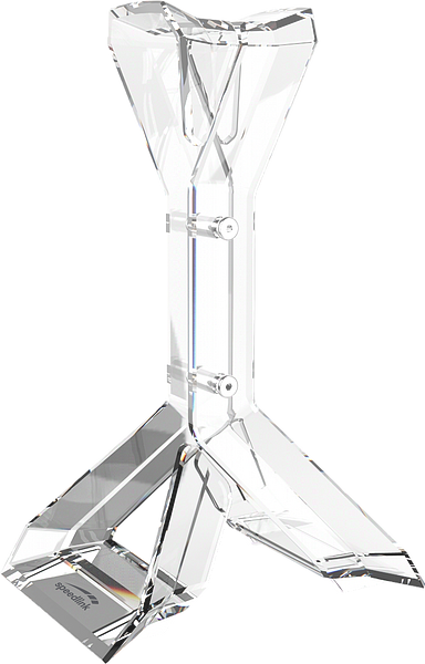Transparenter Kristallständer aus Glas mit modernem, geometrischem Design, ideal als Dekoration oder Pokalhalter