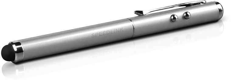 Silberner SPEEDLINK Stylus Pen mit Clip, geeignet für Smartphones und Tablets