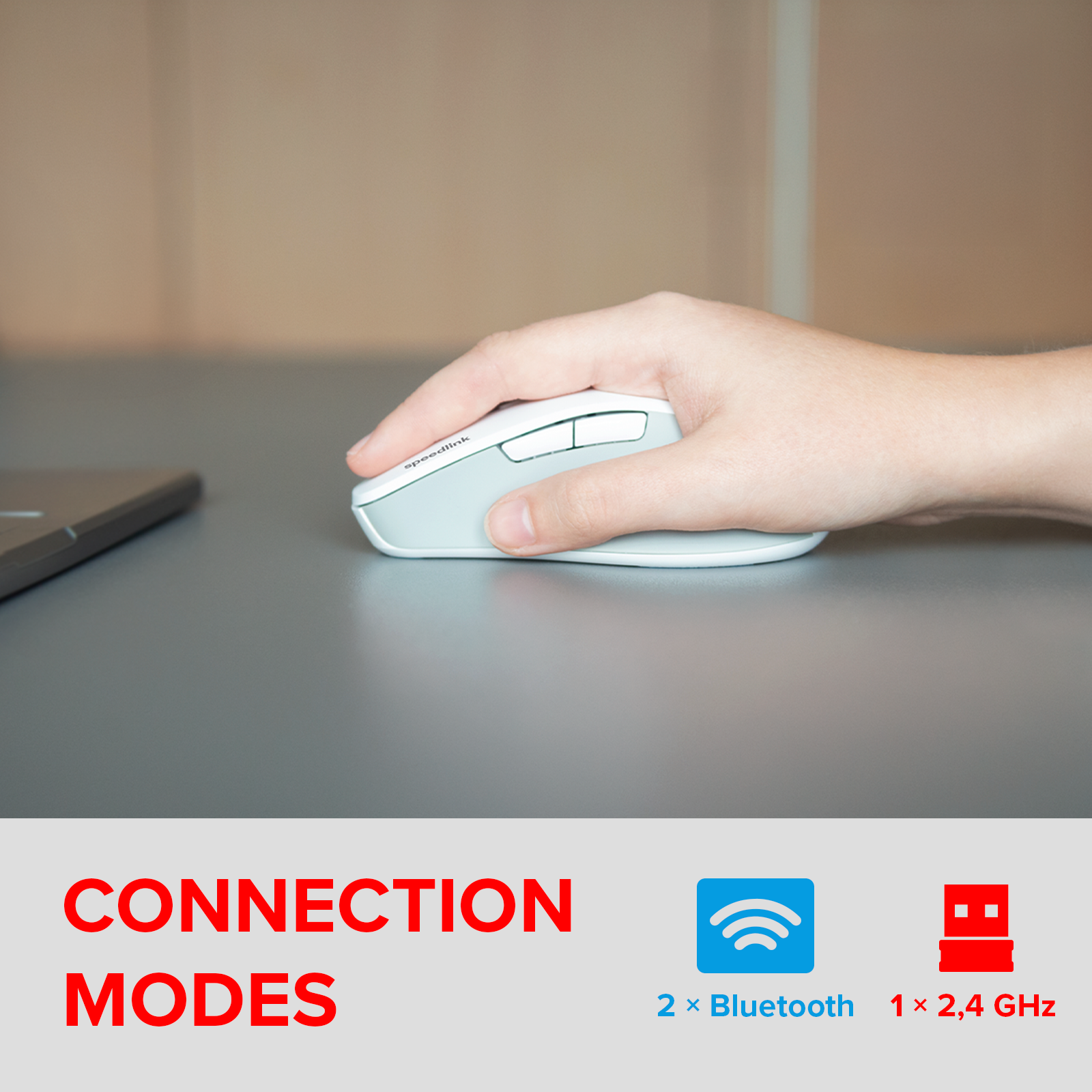 VELORA wiederaufladbare Maus - kabellos, Bluetooth, Smart Flying Scroll Wheel, weiß