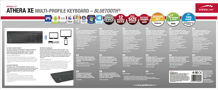 ATHERA XE Multi-Profile Keyboard - Bluetooth, black