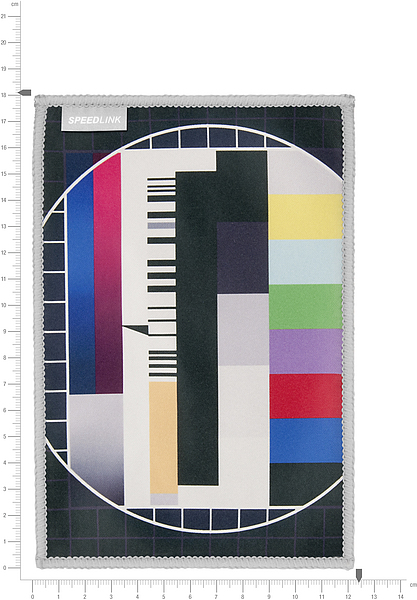 Mikrofasertuch von SPEEDLINK mit klassischem TV-Testbildaufdruck, ideal für die Reinigung von Monitoren, Tablets und Smartphones