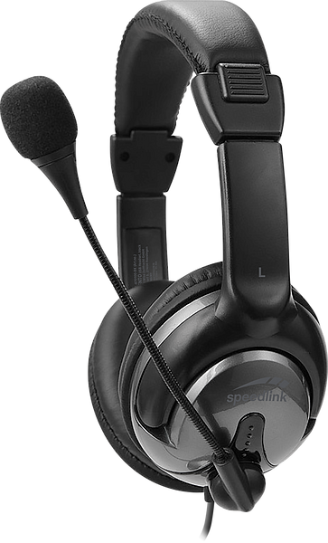 Schwarzes Over-Ear-Headset mit flexibel einstellbarem Mikrofon, geeignet für Computer, Gaming und Telefonie