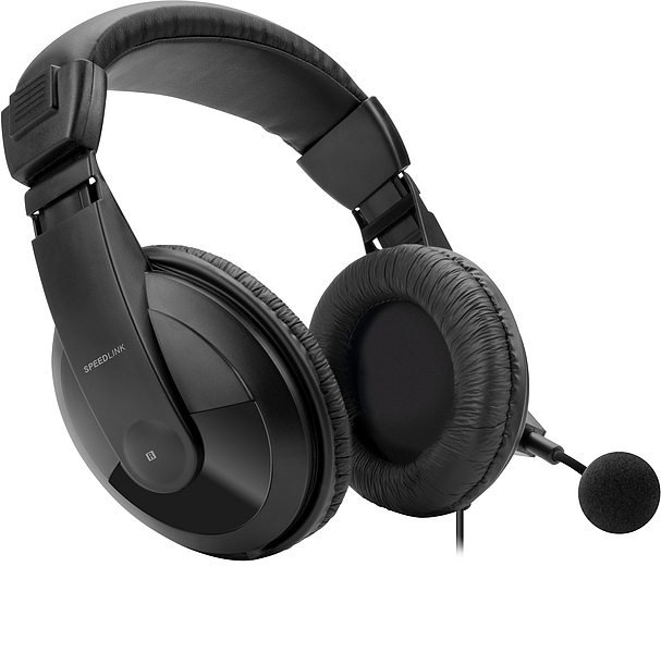 Schwarzes SPEEDLINK Over-Ear Headset mit Mikrofon und gepolsterten Ohrmuscheln