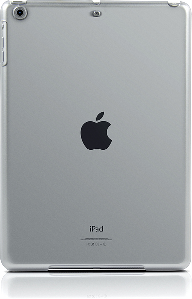 Rückansicht eines silbernen Apple iPads mit dem typischen Apfel-Logo in der Mitte