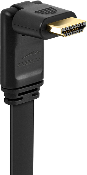 Speedlink HDMI-Kabel mit abgewinkeltem Stecker und vergoldeten Kontakten, ideal für enge Anschlussstellen