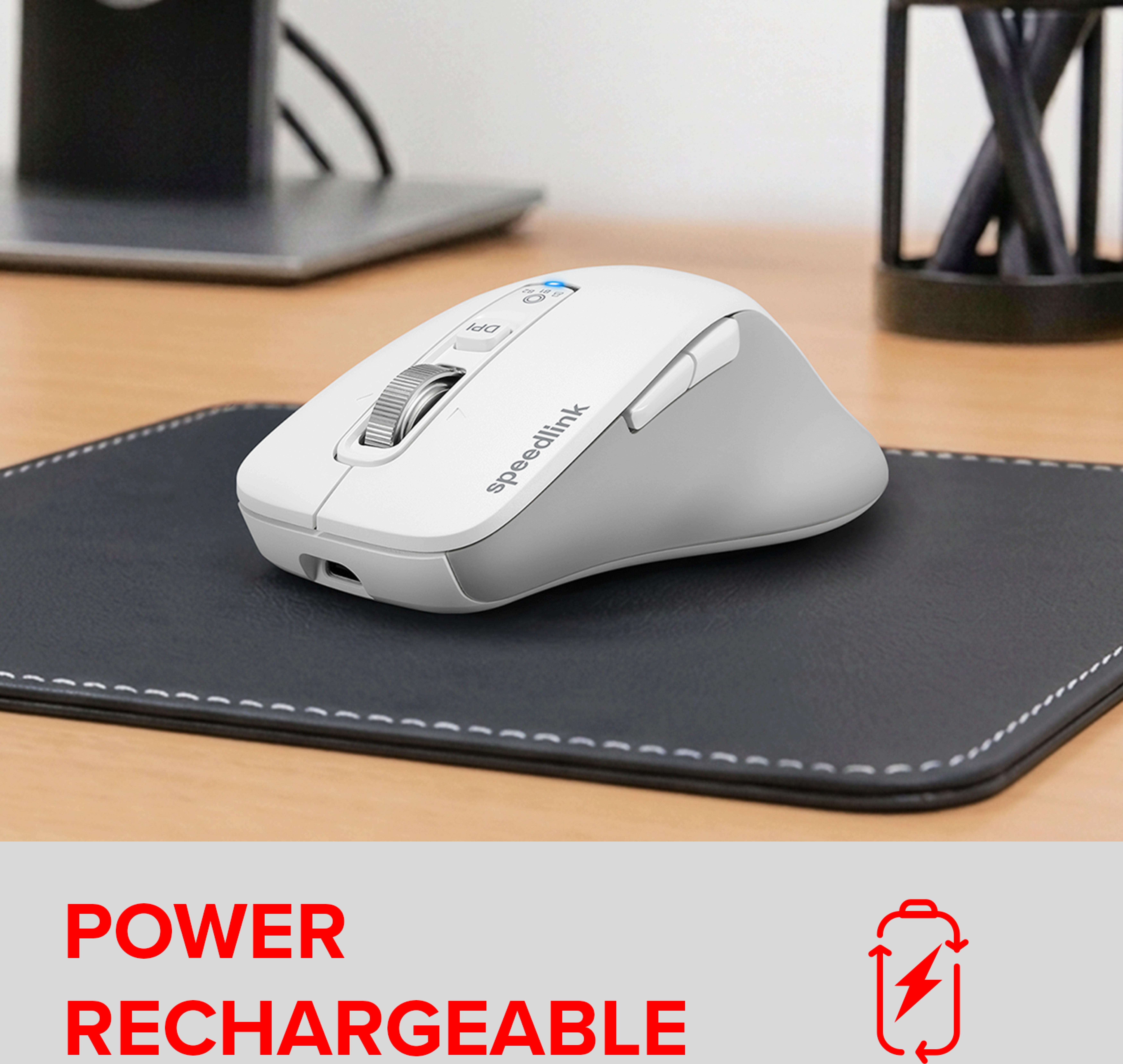 VELORA wiederaufladbare Maus - kabellos, Bluetooth, Smart Flying Scroll Wheel, weiß