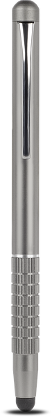 Silberner Kugelschreiber aus Metall mit Stylus-Spitze, geeignet für Smartphones und Tablets