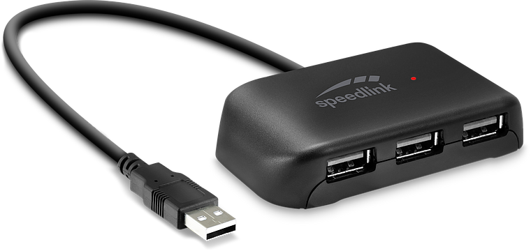 SNAPPY EVO USB Hub, 4-Port, USB 2.0, Passiv, schwarz