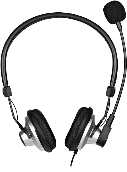 On-Ear-Headset mit Mikrofon, schwarz-silber, geeignet für Computer, Telefonate und Online-Meetings