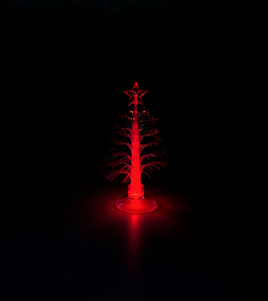 Kleiner Weihnachtsbaum aus Kunststoff mit roter LED-Beleuchtung, leuchtender Stern auf der Spitze, Dekolicht für Weihnachten