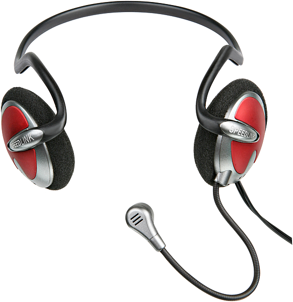 SPEEDLINK schwarz-rotes Headset mit Mikrofon, gepolsterten Ohrmuscheln und flexiblem Mikrofonarm