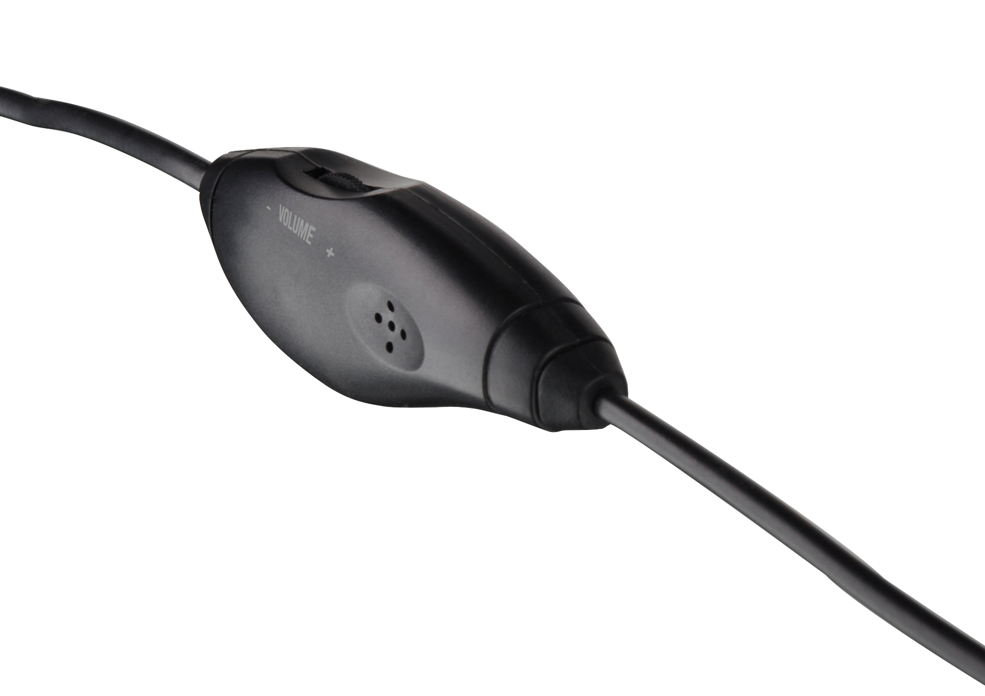 Schwarzer Inline-Lautstärkeregler mit Kabel für Headsets oder Kopfhörer