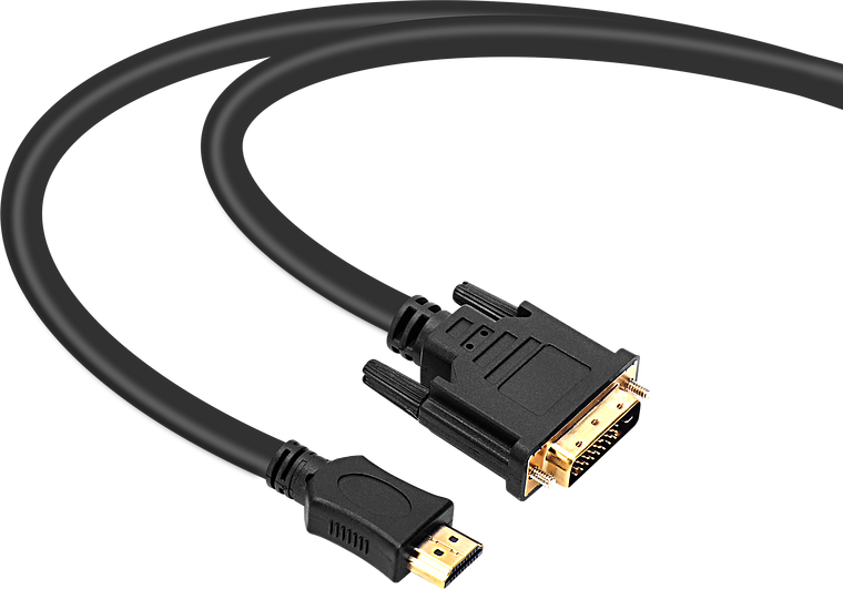 Schwarzes HDMI auf DVI Kabel mit vergoldeten Steckern für hochwertige Videoübertragung