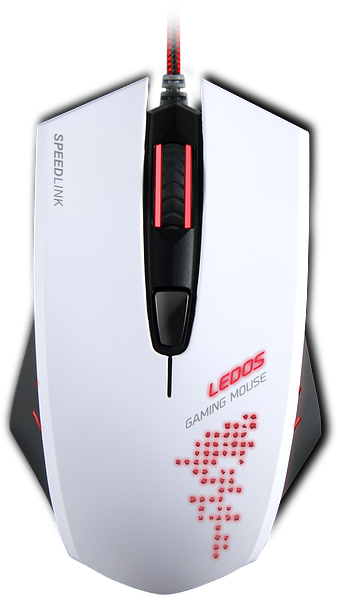Weiße Speedlink LEDOS Gaming Maus mit roter LED-Beleuchtung und ergonomischem Design, Drahtgebunden
