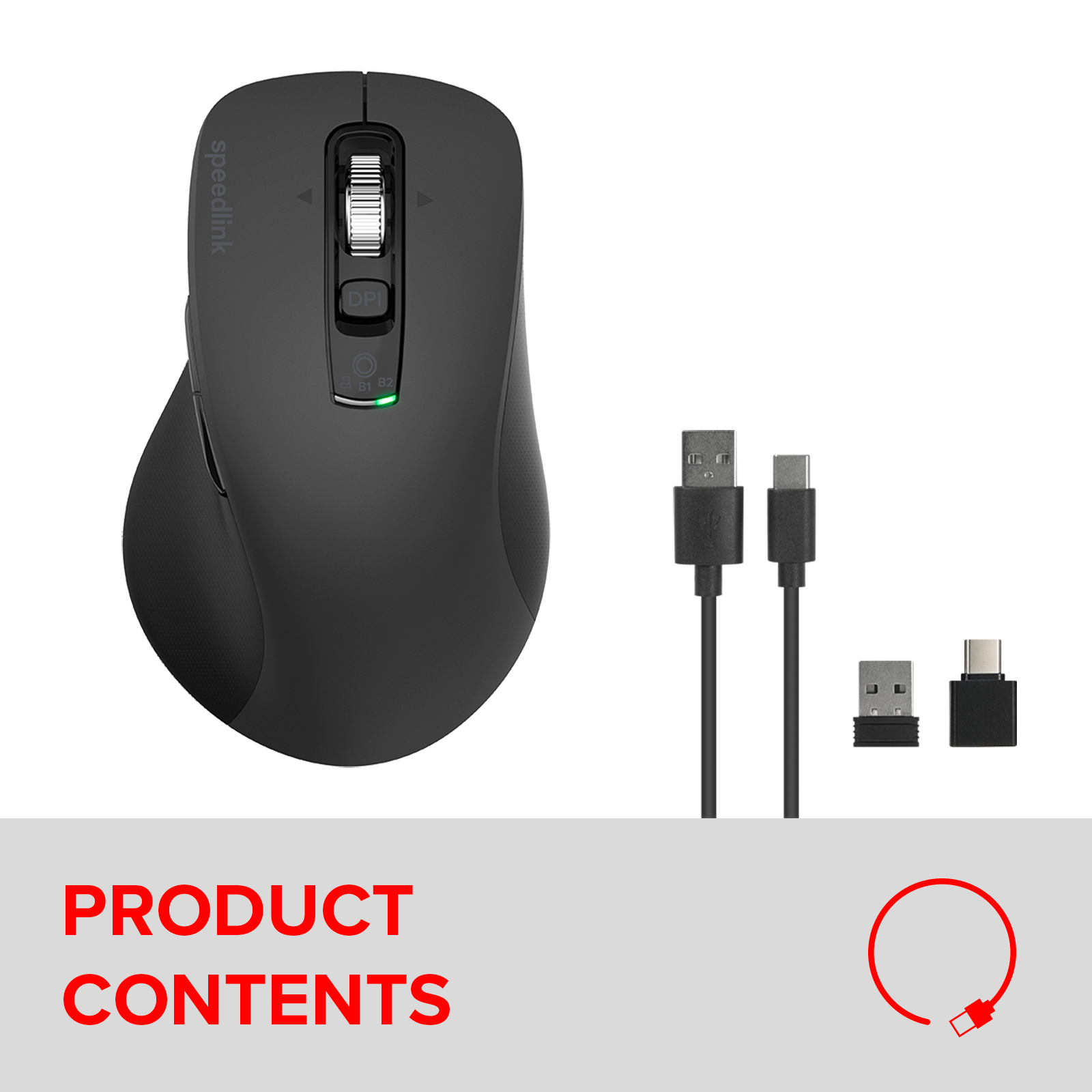 VELORA wiederaufladbare Maus - kabellos, Bluetooth, Smart Flying Scroll Wheel, schwarz