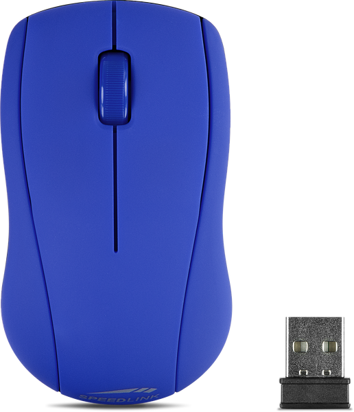 Kabellose blaue Maus mit USB-Empfänger, ergonomisches Design für komfortable Computerbedienung
