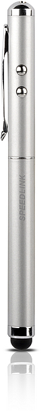 SPEEDLINK silberner Multifunktionsstift mit Touchpen und Laserpointer für Präsentationen und Tablets