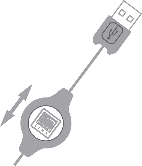 Abbildung eines USB-Kabels mit praktischem Aufrollmechanismus der Marke SPEED LINK