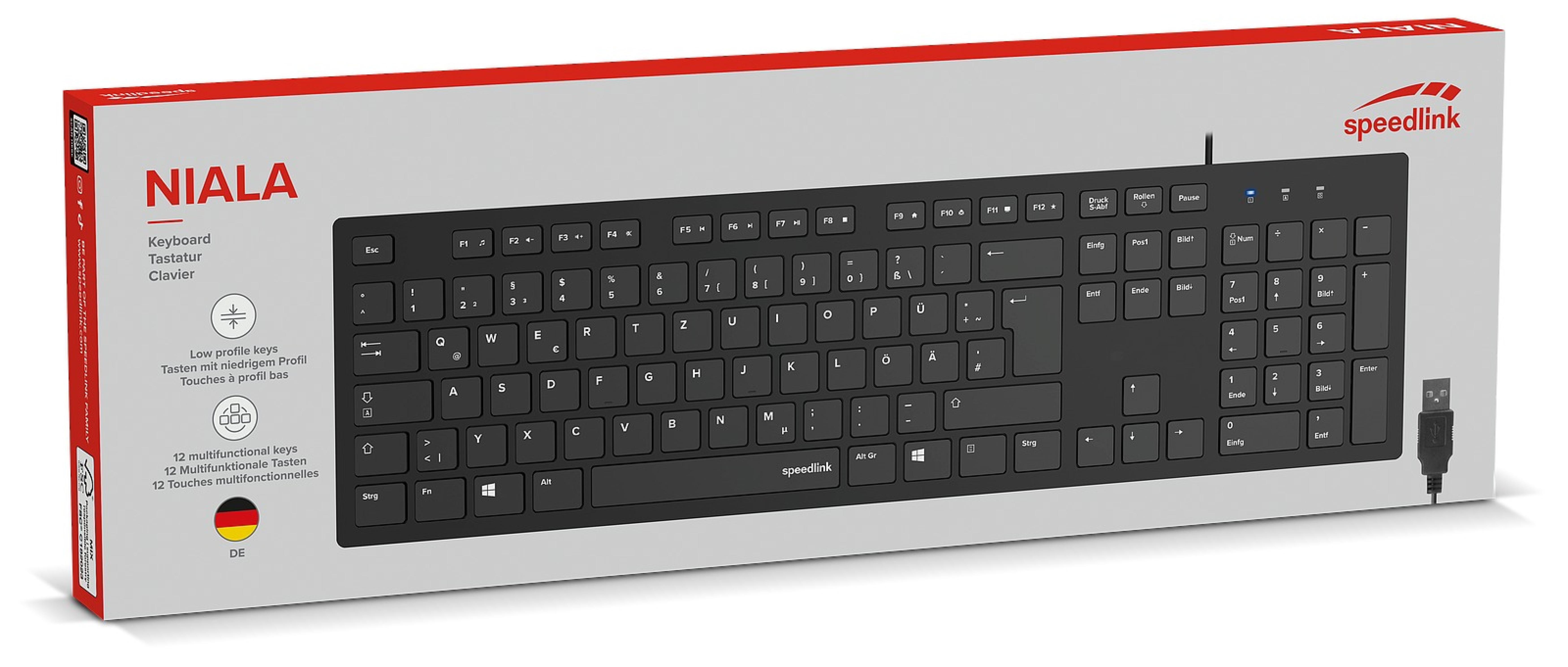 SPEEDLINK NIALA Keyboard, black - DE Layout
