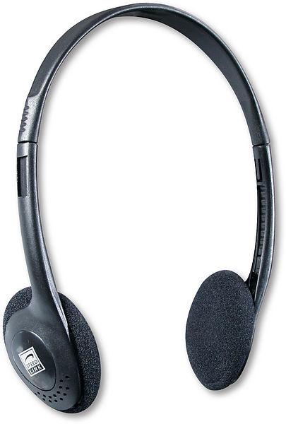 Schwarzer On-Ear Kopfhörer mit weichen Ohrpolstern und verstellbarem Kunststoffbügel, ideal für Musik und Telefonate