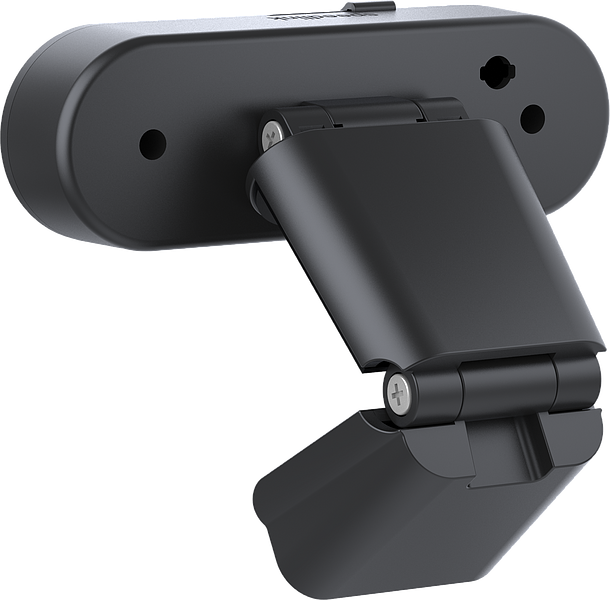 Flexible, schwarze Webcam-Halterung mit Schrauben zur Befestigung an Monitoren oder anderen Flächen