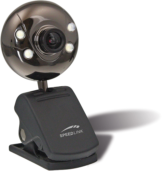 Runde SPEEDLINK-Webcam mit vier LEDs und Clip zur Befestigung an Monitoren