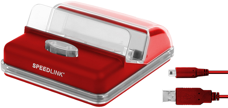 Rote SPEEDLINK Ladestation für Nintendo DS Lite inklusive passendem USB-Kabel