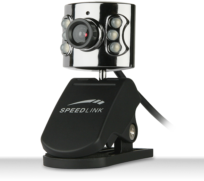 SPEEDLINK Webcam mit USB-Anschluss, integriertem Mikrofon und LED-Lichtern, ideal für Videokonferenzen