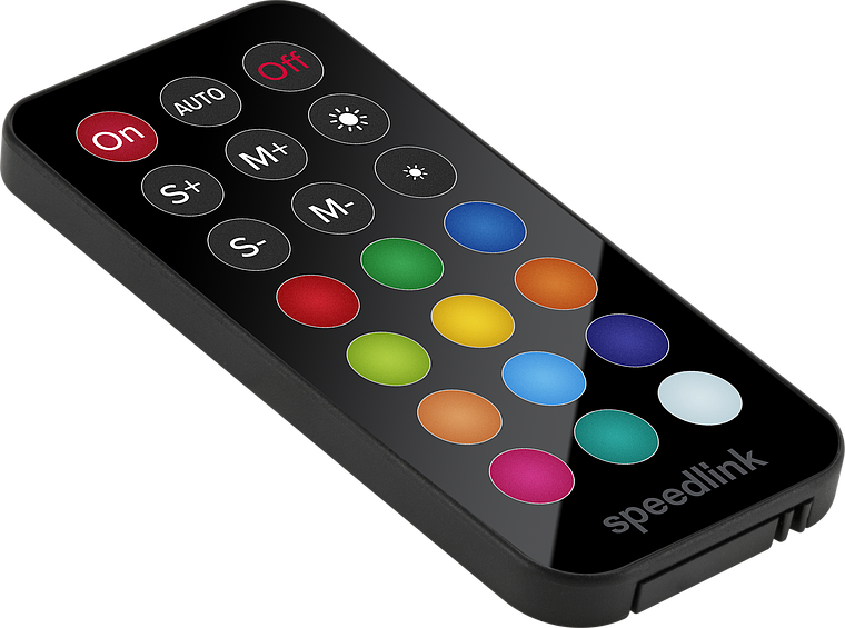 Speedlink Fernbedienung zur Steuerung von LED-Leuchten mit verschiedenen Farb- und Helligkeitsoptionen