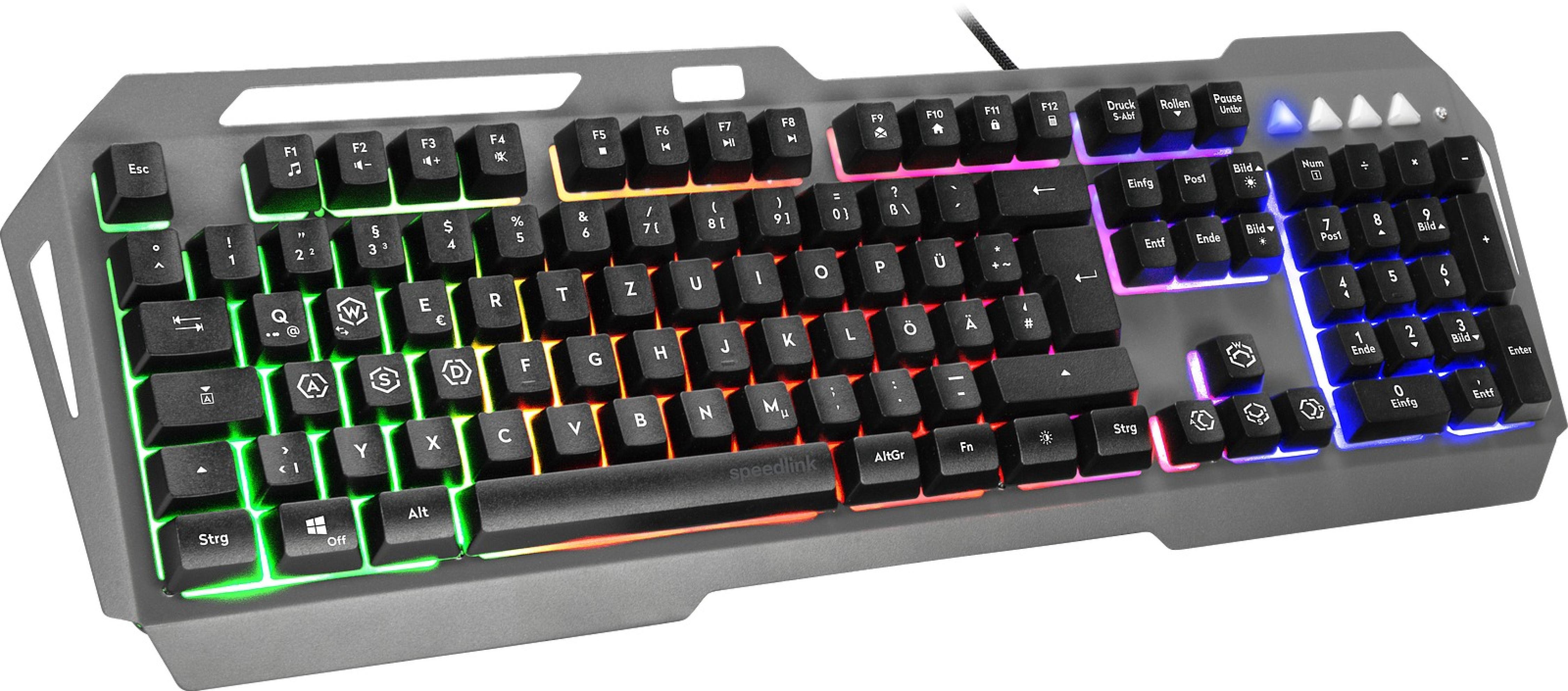 LUNERA Metal RGB Rainbow Gaming Tastatur, schwarz - DE layout