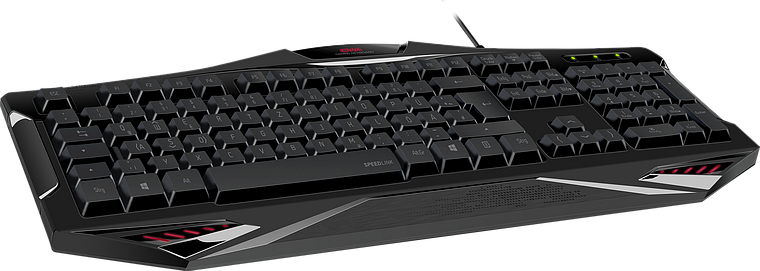 Schwarze Gaming Tastatur mit LED-Beleuchtung, ergonomischen Tasten und Kabelverbindung