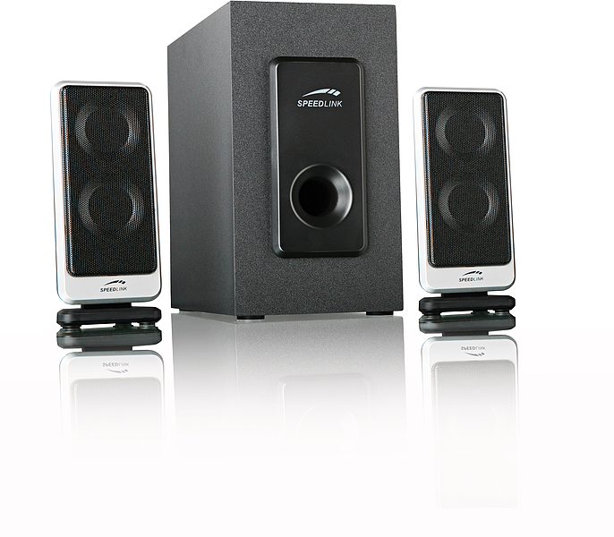 SPEEDLINK 2.1 Lautsprechersystem mit Subwoofer und zwei Satellitenlautsprechern, geeignet für Computer und Multimedia-Anwendungen