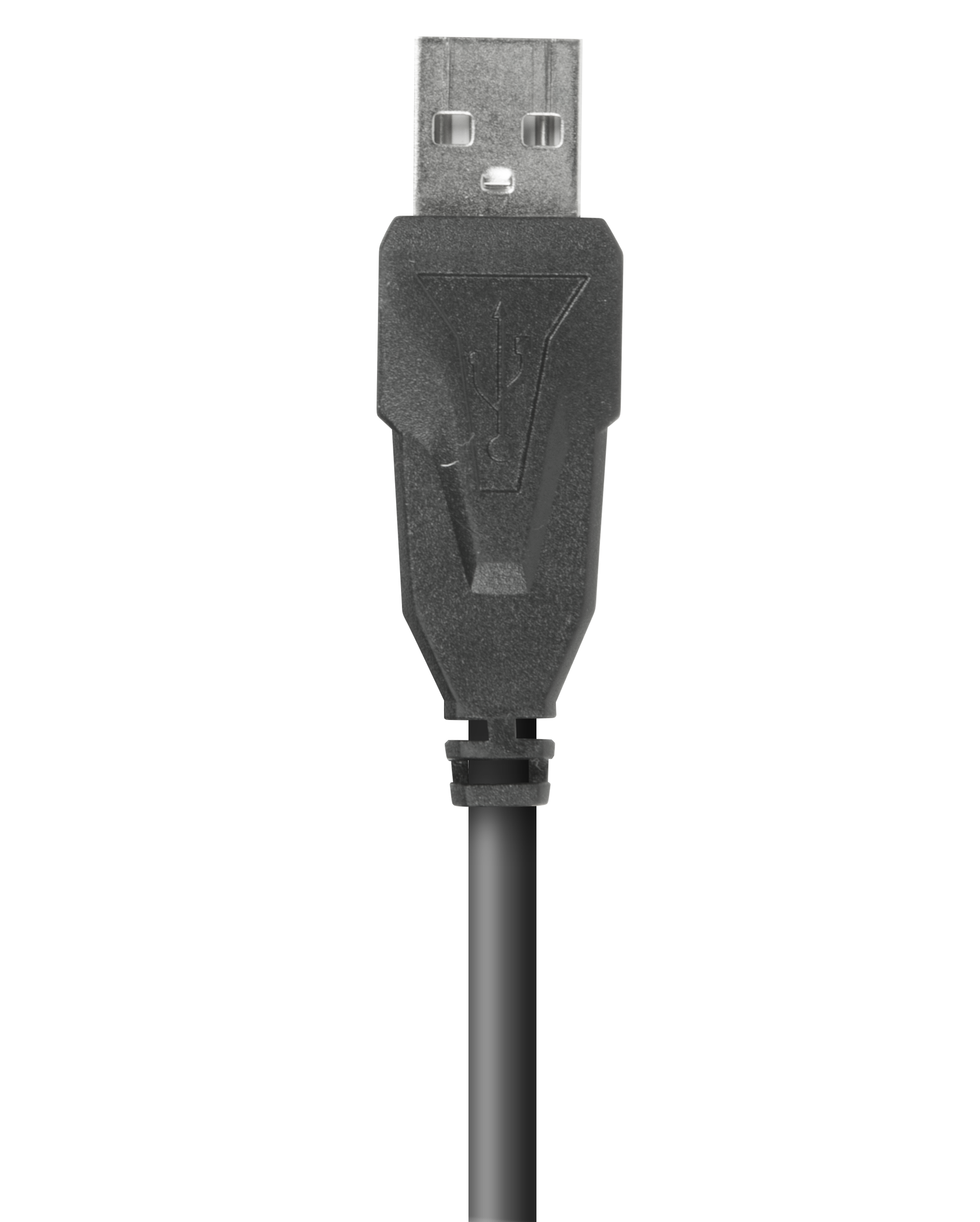 Schwarzes USB-A Kabel mit Stecker, geeignet für Datenübertragung und Aufladen von elektronischen Geräten