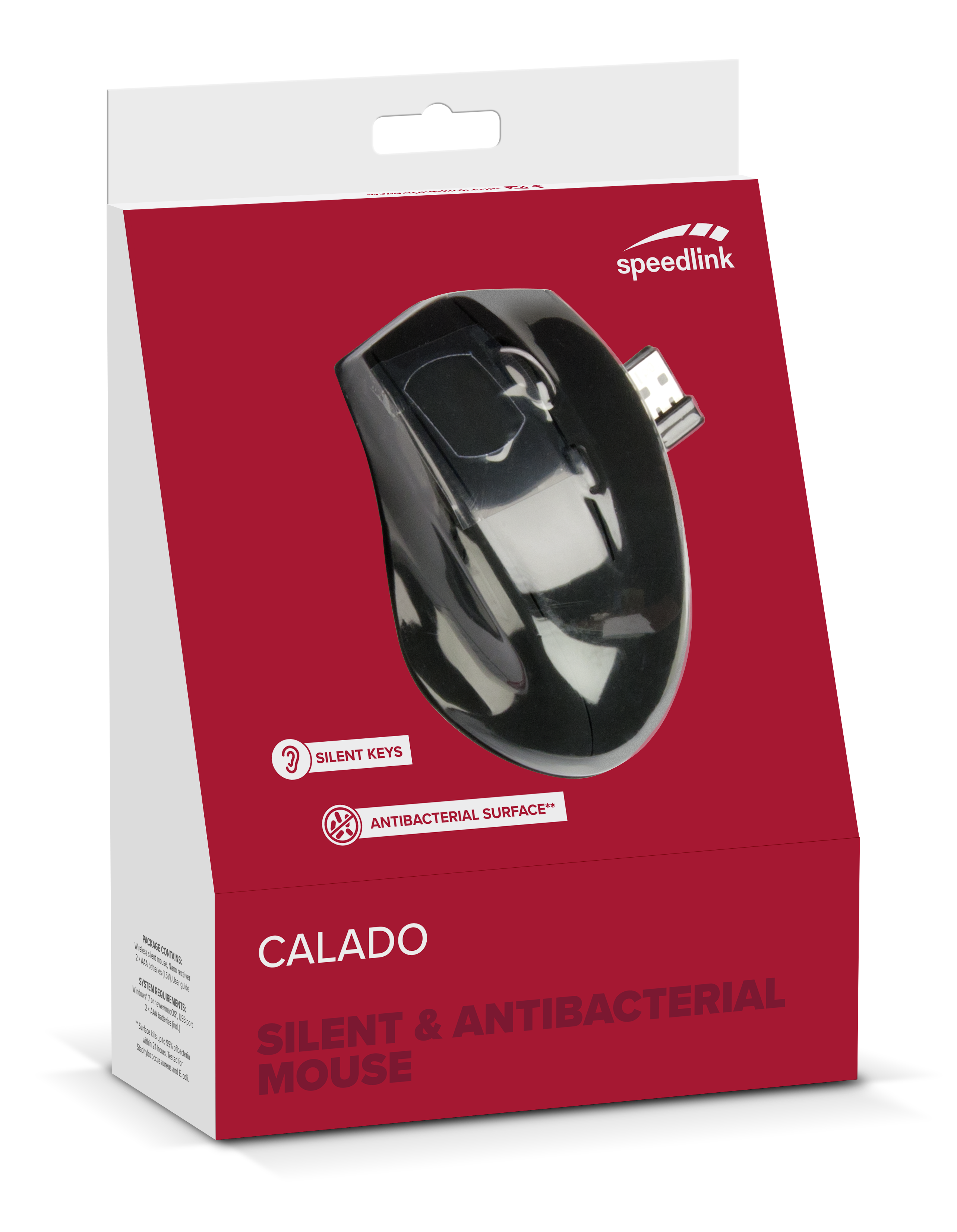 CALADO Silent & Antibacterial Mouse - Wireless USB, rubber-black |  SL-630009-RRBK