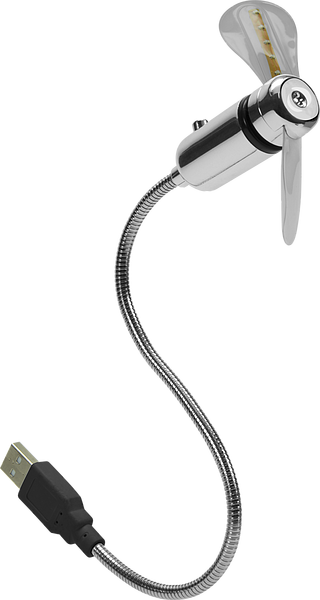 Kleiner USB-Ventilator aus Metall mit flexiblem Hals zum Anschließen an Computer oder Laptop