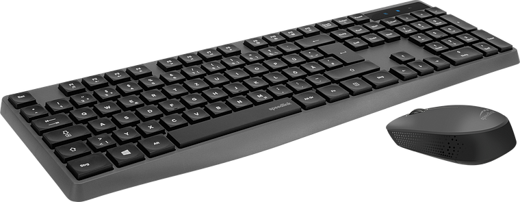 Schwarzes kabelloses Tastatur und Maus Set, modern und ergonomisch, geeignet für PC und Laptop