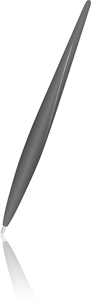 Abbildung eines eleganten, schwarzen Kugelschreibers mit schlankem, ergonomischem Design auf weißem Hintergrund