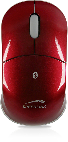 Rote Speedlink Bluetooth-Maus mit ergonomischer Form, ideal für kabelloses Arbeiten am Computer