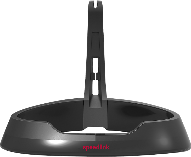 Schwarzer SPEEDLINK Headset-Ständer aus Kunststoff zur Aufbewahrung von Kopfhörern, Vorderansicht