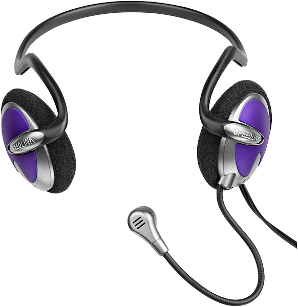 Speedlink Headset in lila und schwarz mit flexiblem Mikrofon, ideal für PC und Notebook