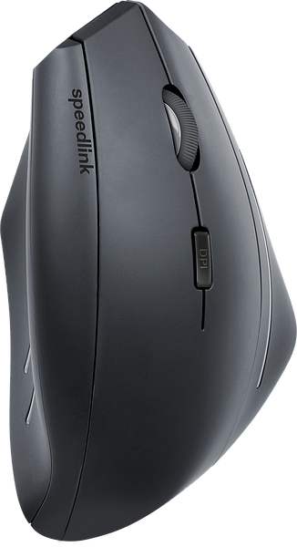 Schwarze Speedlink vertikale Computermaus, ergonomisches Design mit DPI-Taste und Scrollrad